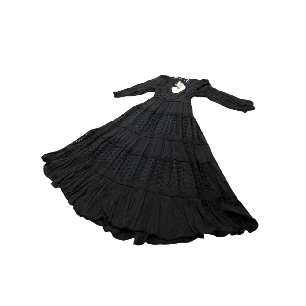 Long Black tiered maxi dress by Free People Long Sleeves XS NWT
